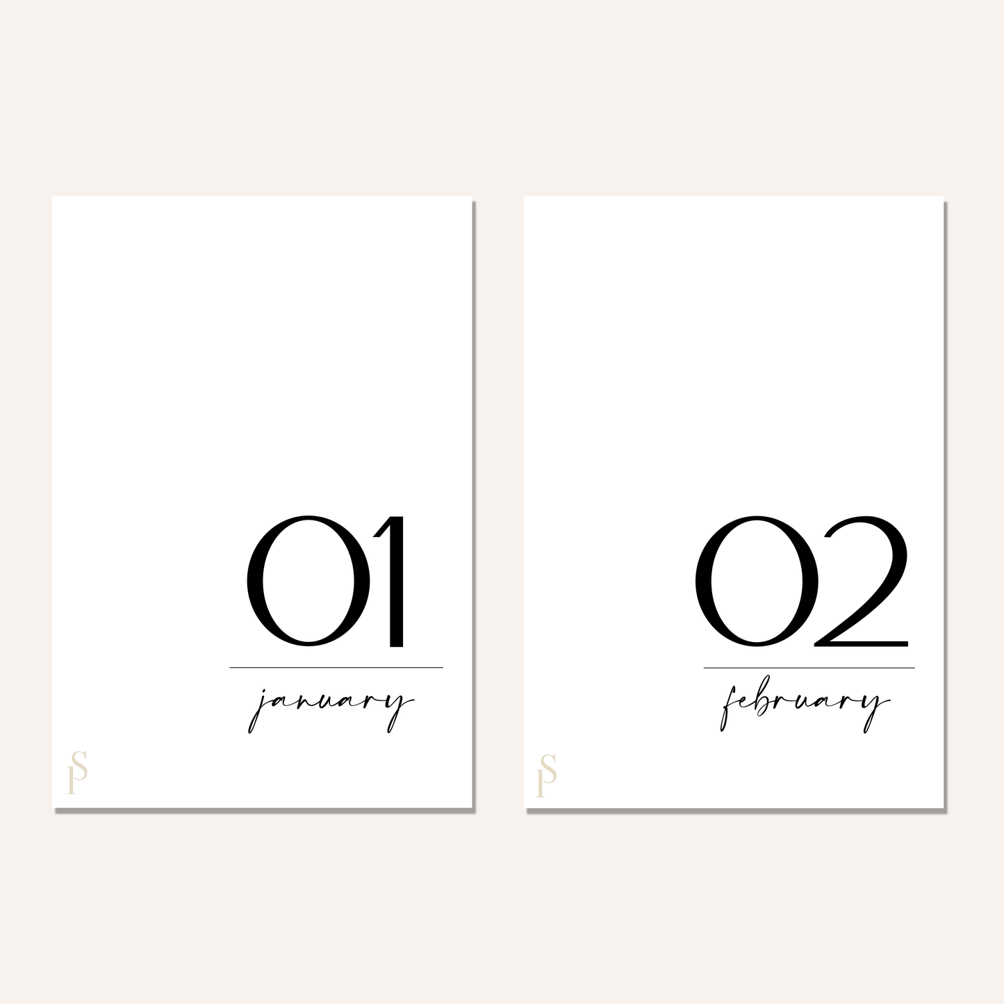 Minimal Number Monthly Dashboards | Set of 12