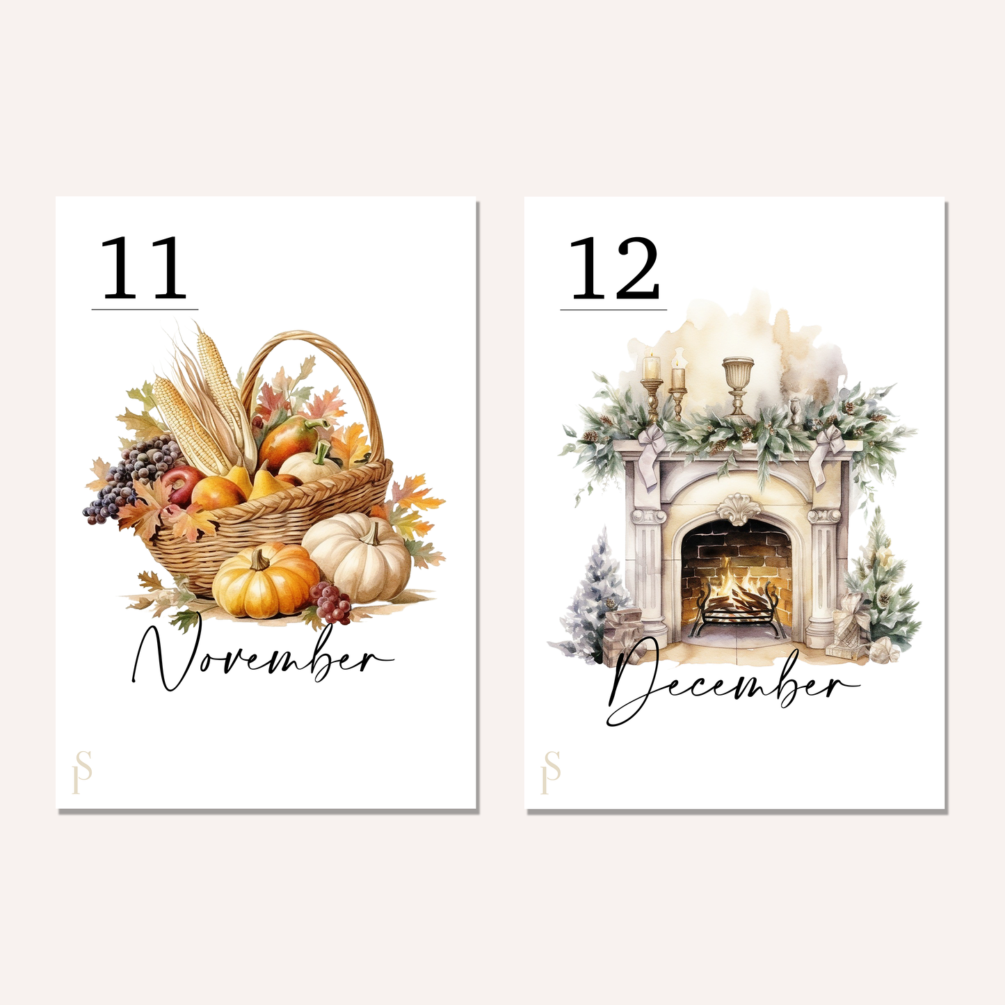 Seasonal Monthly Dashboards – Sticker or Vellum | Size Options | Single Month
