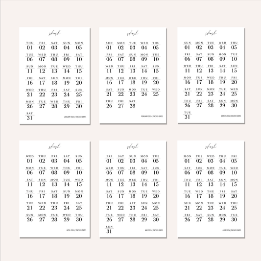 2026 Stacked Dates and Days of the Week Bundles