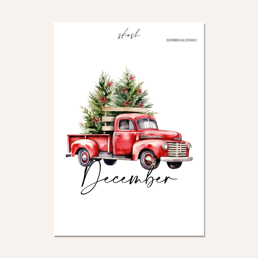 December Washi Sticker or Vellum Monthly Dashboard