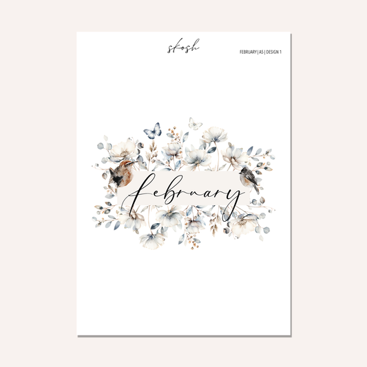 February Washi Sticker or Vellum Monthly Dashboard