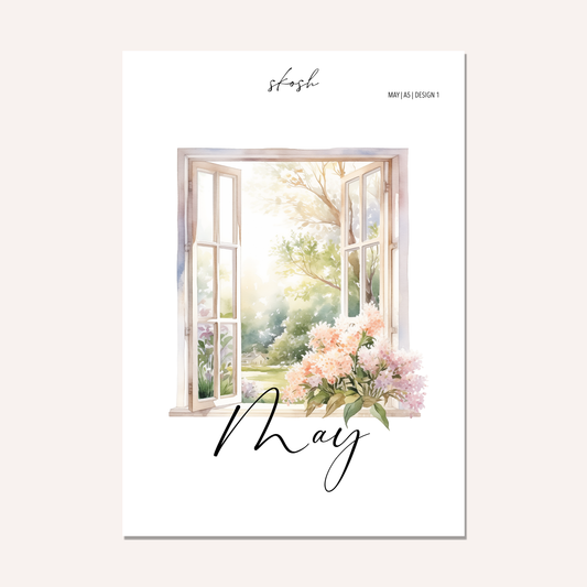 May Washi Sticker or Vellum Monthly Dashboard