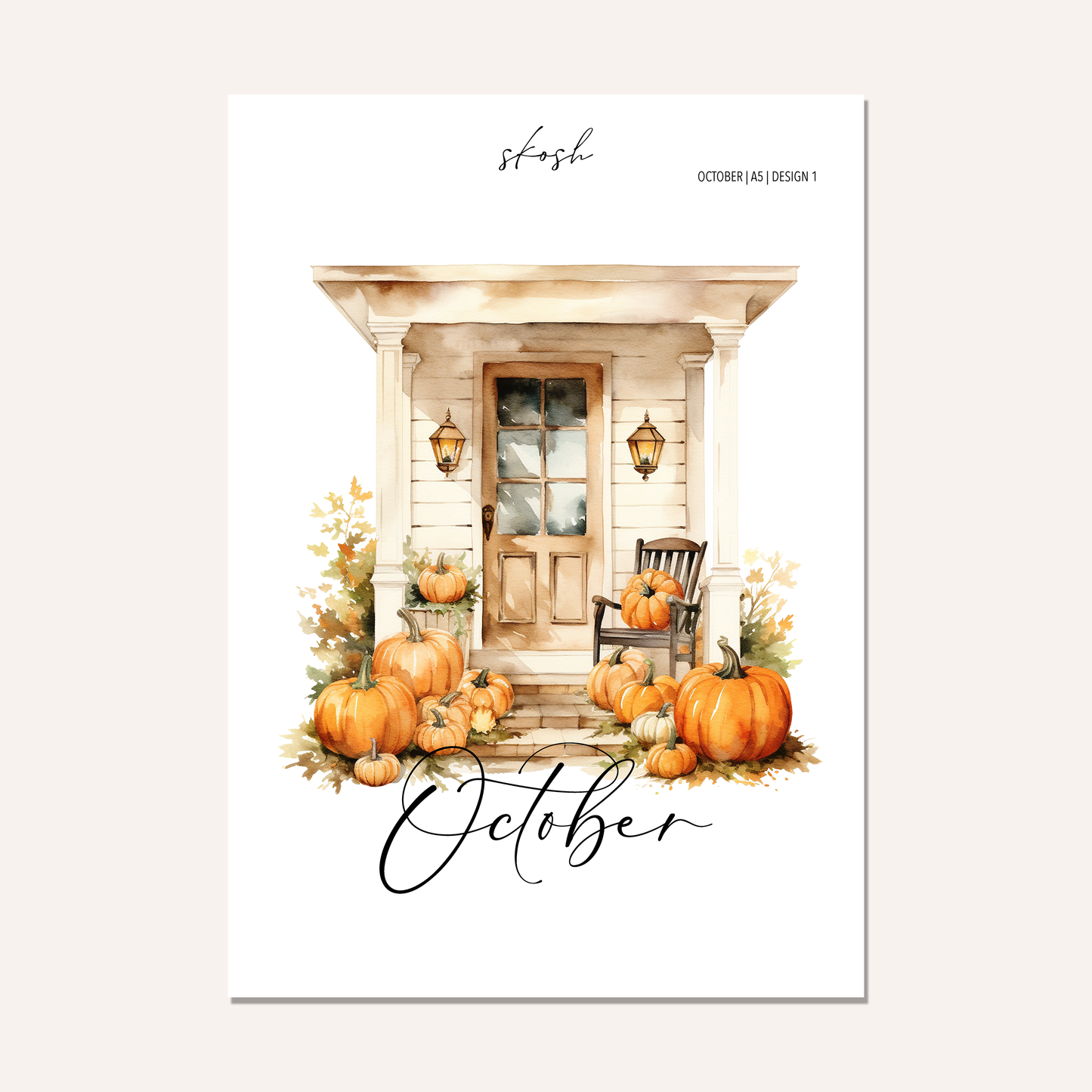 October Washi Sticker or Vellum Monthly Dashboard