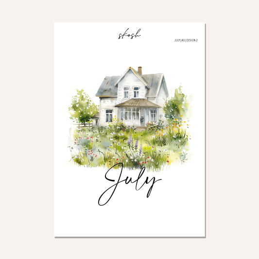 July Washi Sticker or Vellum Monthly Dashboard