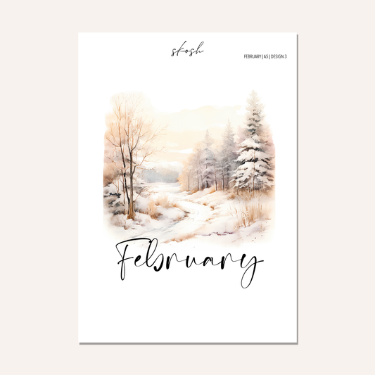February Washi Sticker or Vellum Monthly Dashboard