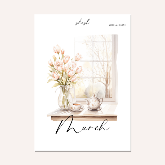 March Washi Sticker or Vellum Monthly Dashboard