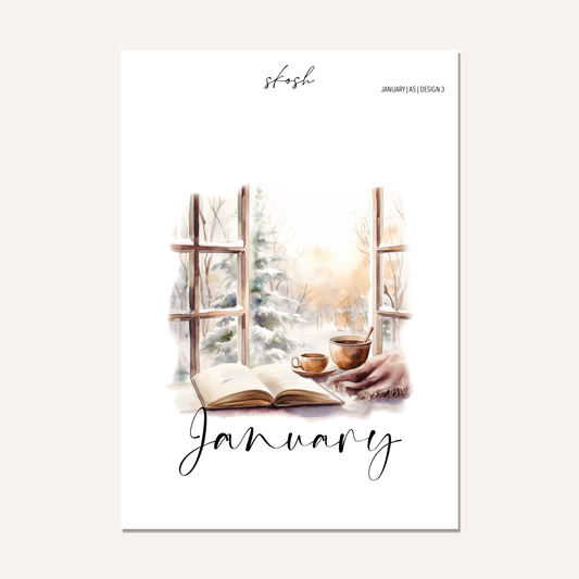 January Washi Sticker or Vellum Monthly Dashboard