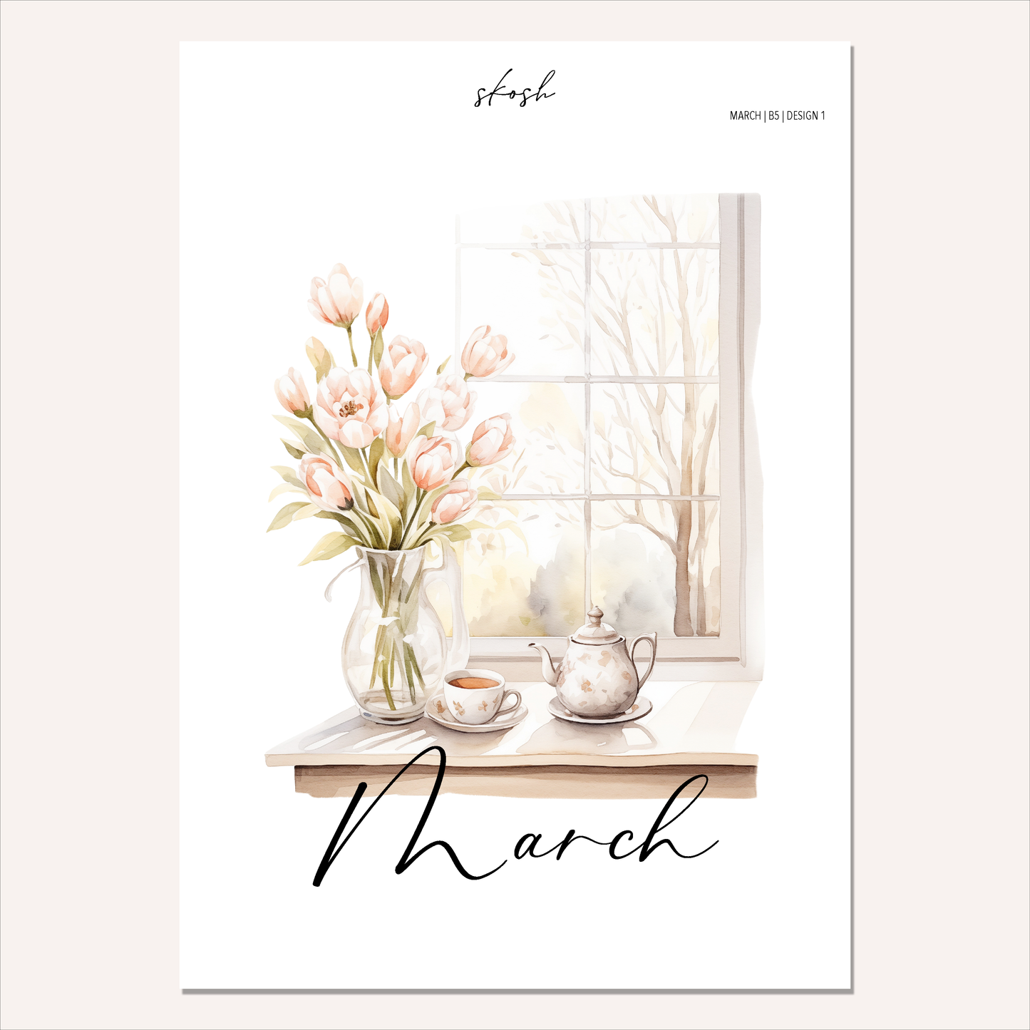 March Washi Sticker or Vellum Monthly Dashboard