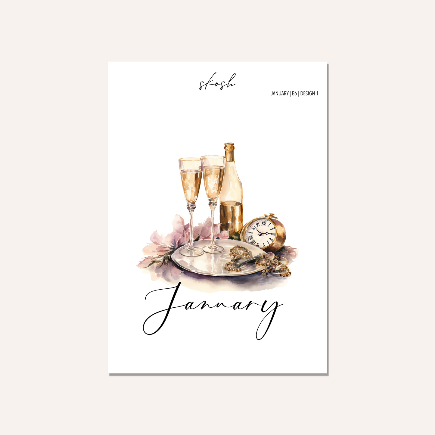 January Washi Sticker or Vellum Monthly Dashboard