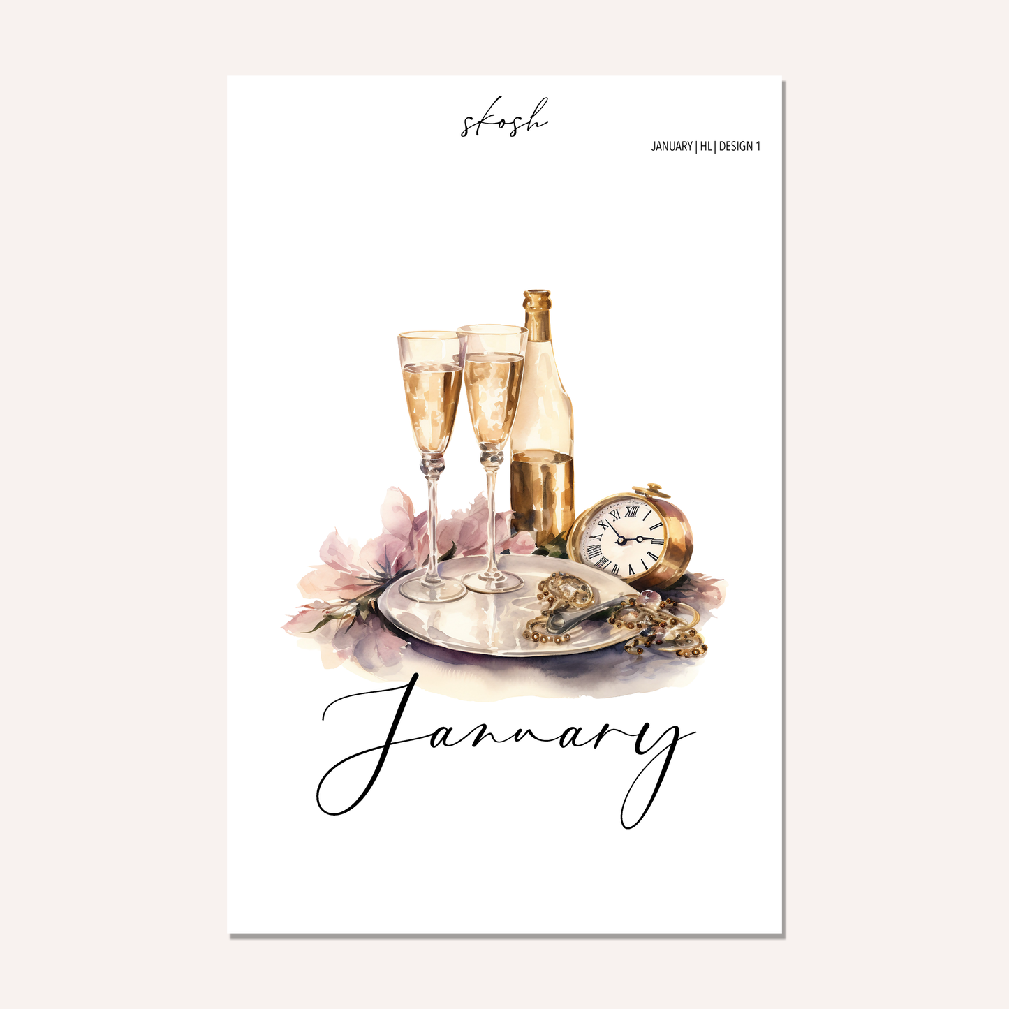 January Washi Sticker or Vellum Monthly Dashboard