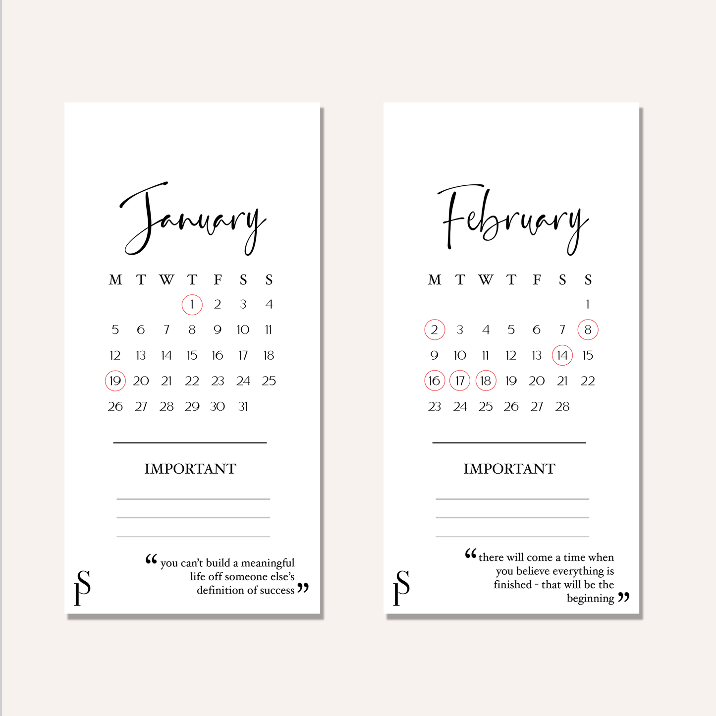 2026 Monthly Hang Tags