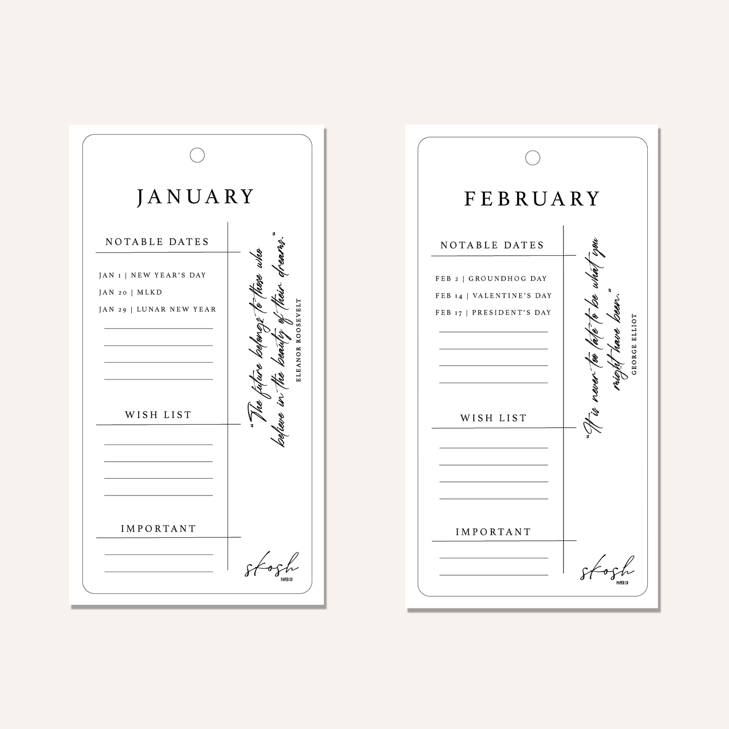 Monthly Hang Tag