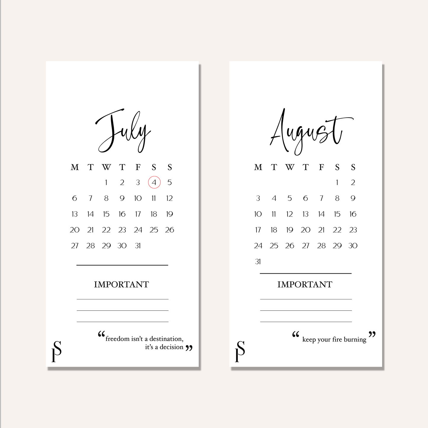 2026 Monthly Hang Tags