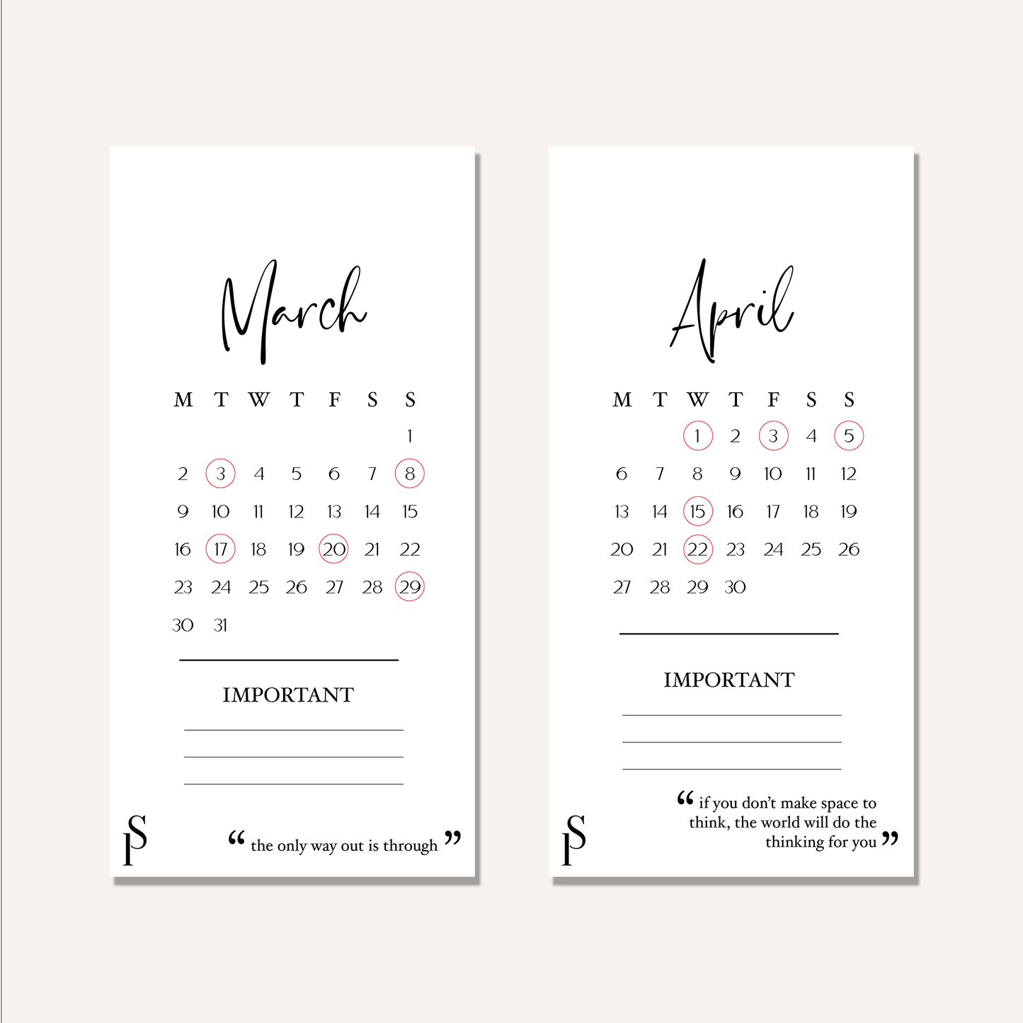 2026 Monthly Hang Tags