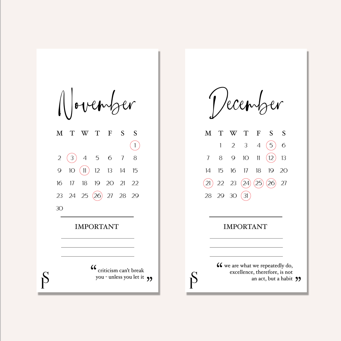 2026 Monthly Hang Tags