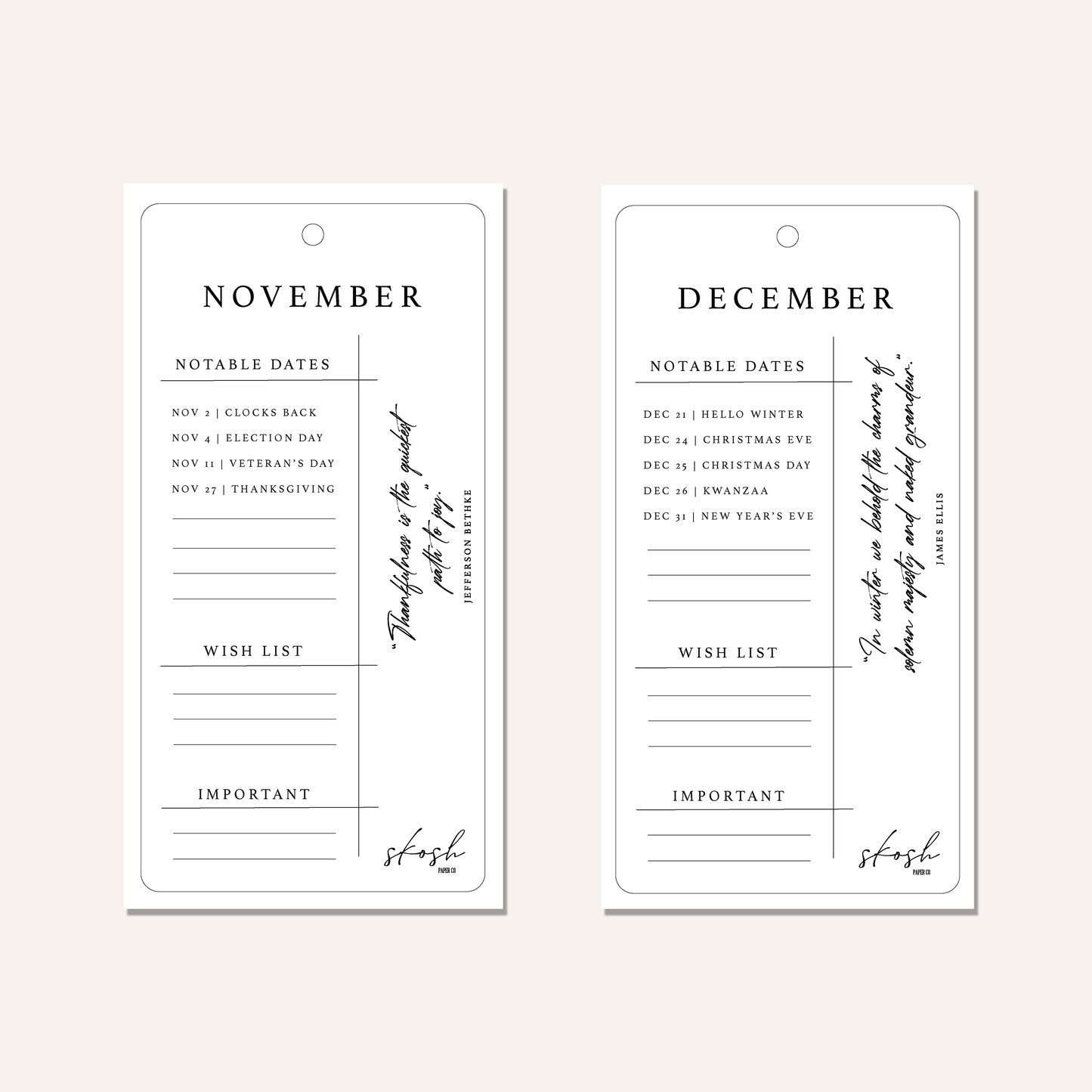 Monthly Hang Tag