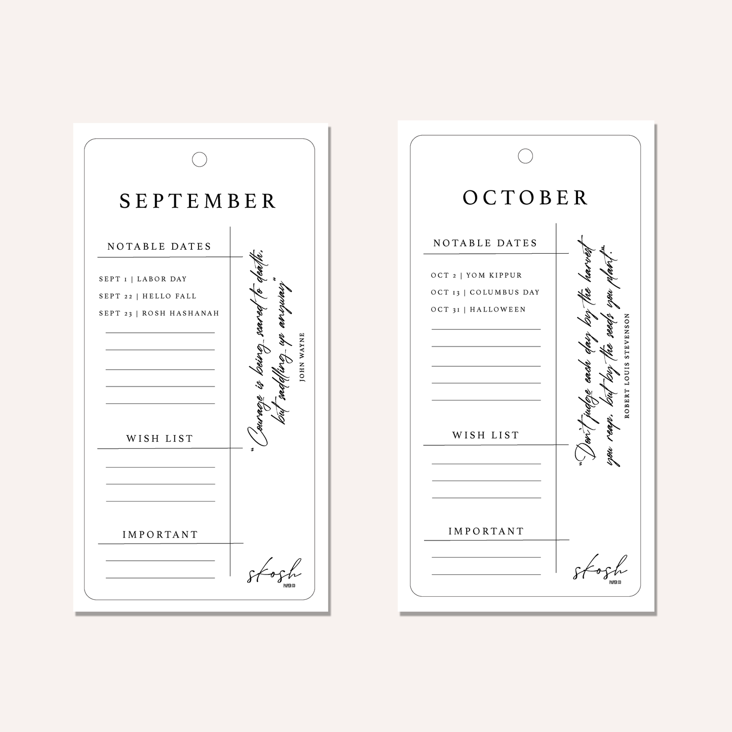 Monthly Hang Tag