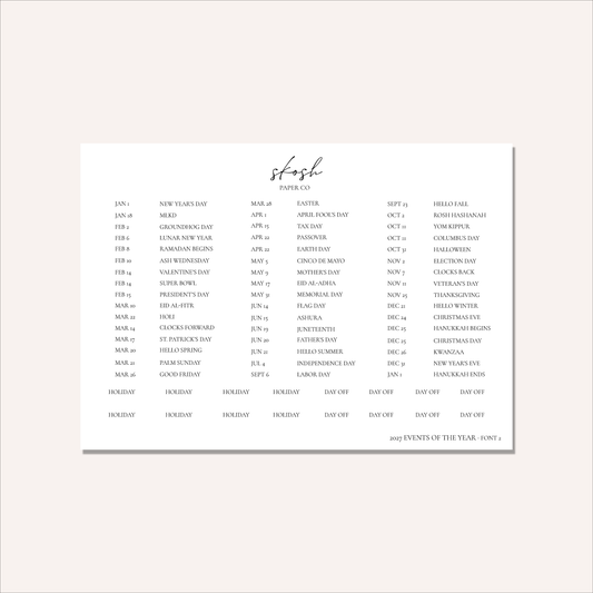 2027 Tiny Events & Holidays Stickers