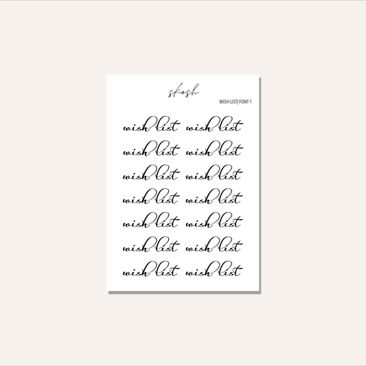 Wish List Text Stickers