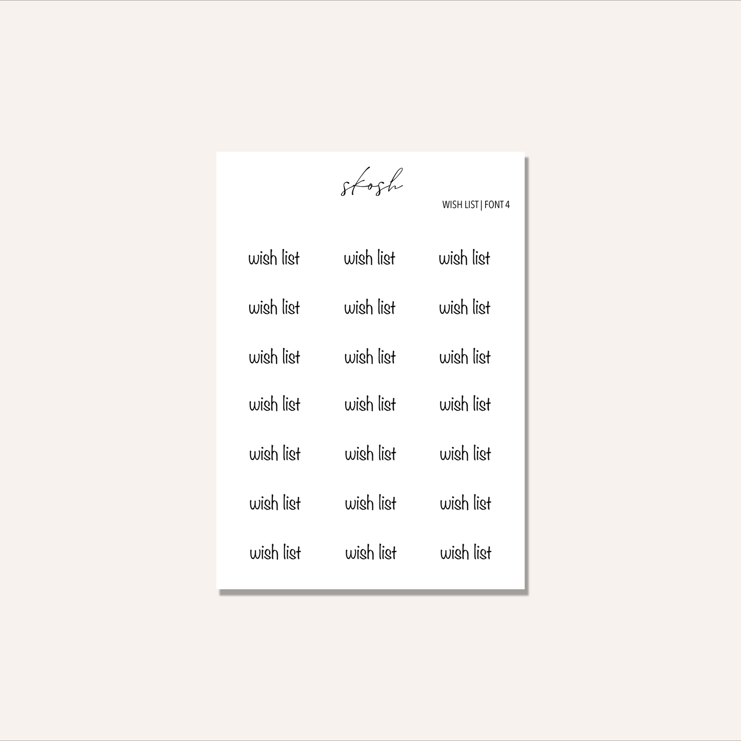 Wish List Text Stickers