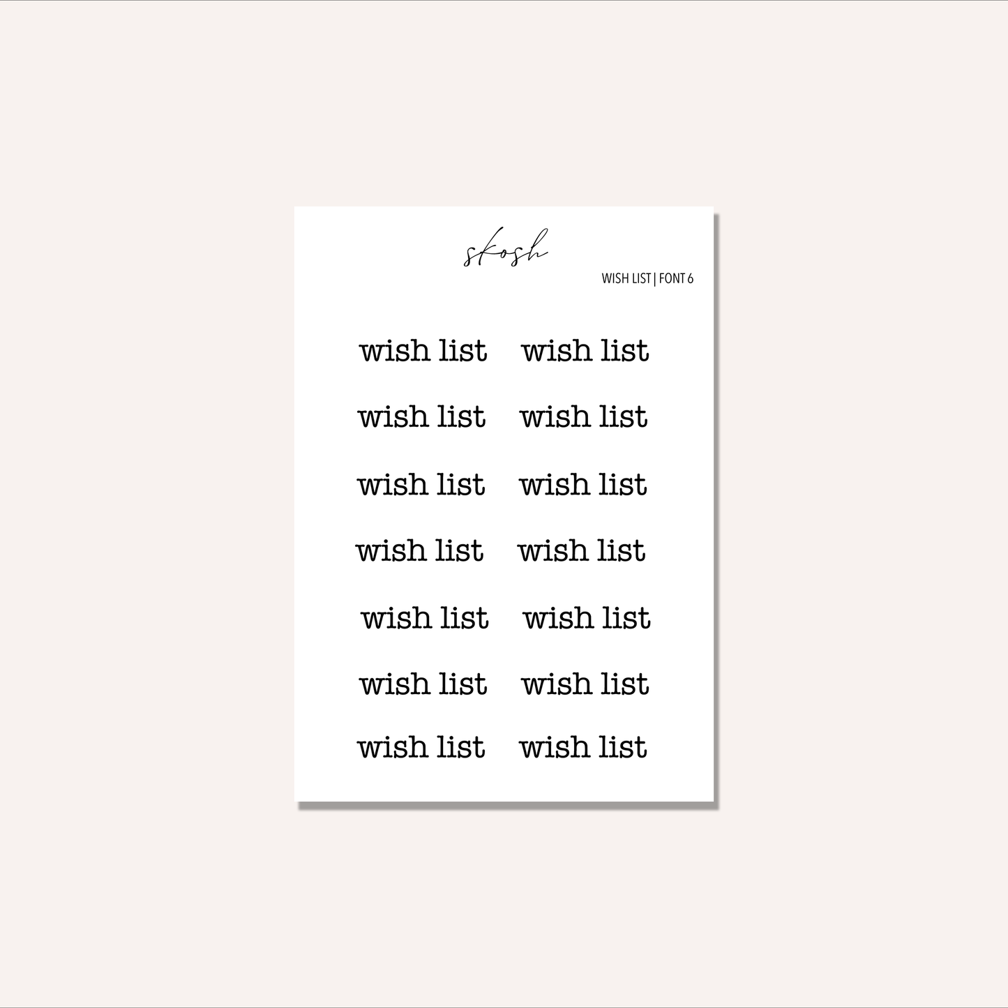 Wish List Text Stickers