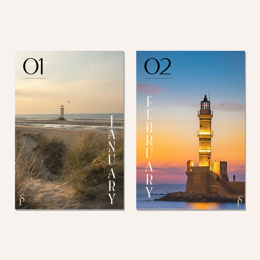 Lighthouse Monthly Dashboards – Sticker or Vellum | Size Options