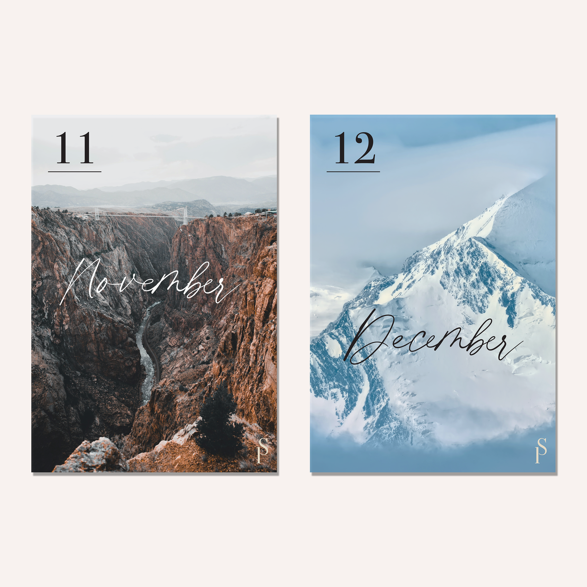 Mountains Monthly Dashboards – Sticker or Vellum | Size Options