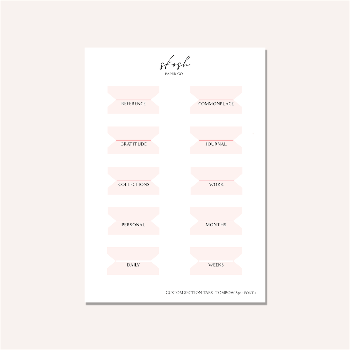 Custom Section Tabs | Adhesive | Minimalist | Low Profile | Permanent