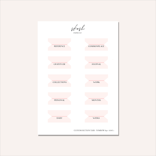 Custom Section Tabs | Adhesive | Minimalist | Low Profile | Permanent