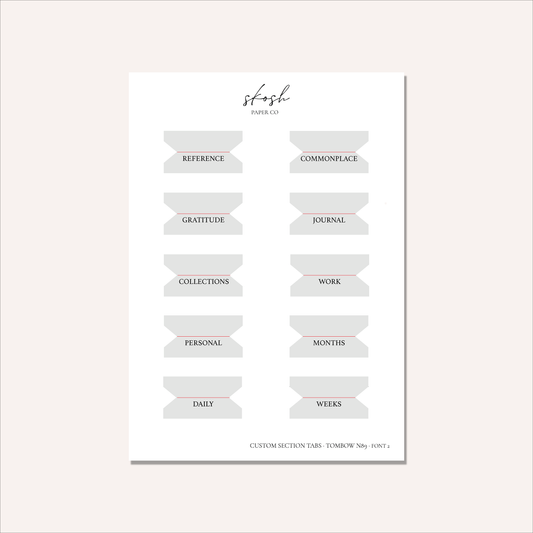 Custom Section Tabs | Adhesive | Minimalist | Low Profile | Permanent