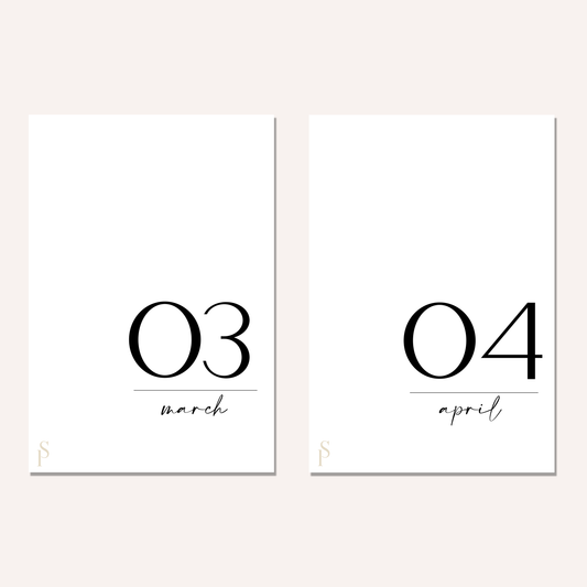 Minimal Number Monthly Dashboards | Set of 12