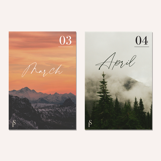 Mountains Monthly Dashboards – Sticker or Vellum | Size Options