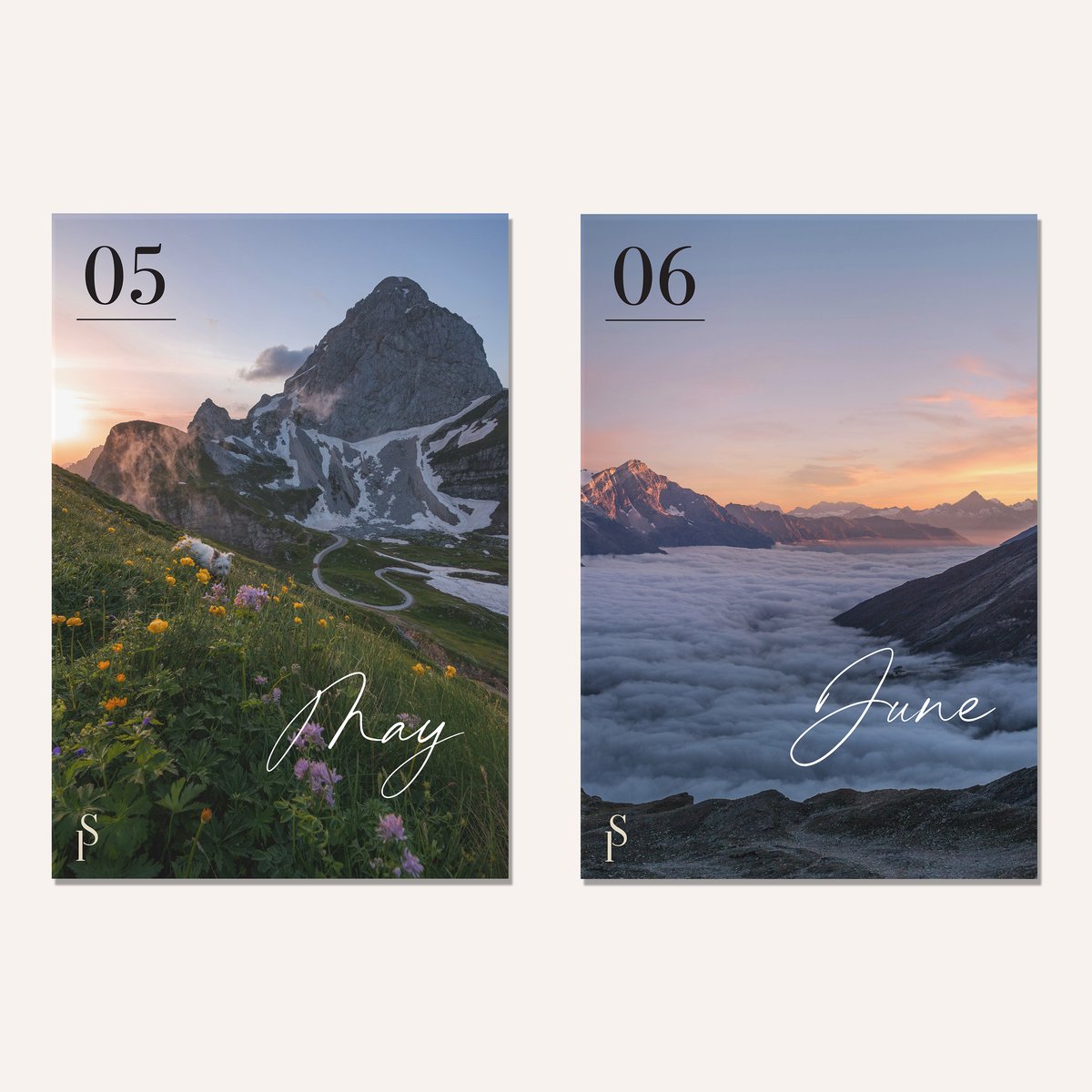 Mountains Monthly Dashboards – Sticker or Vellum | Size Options