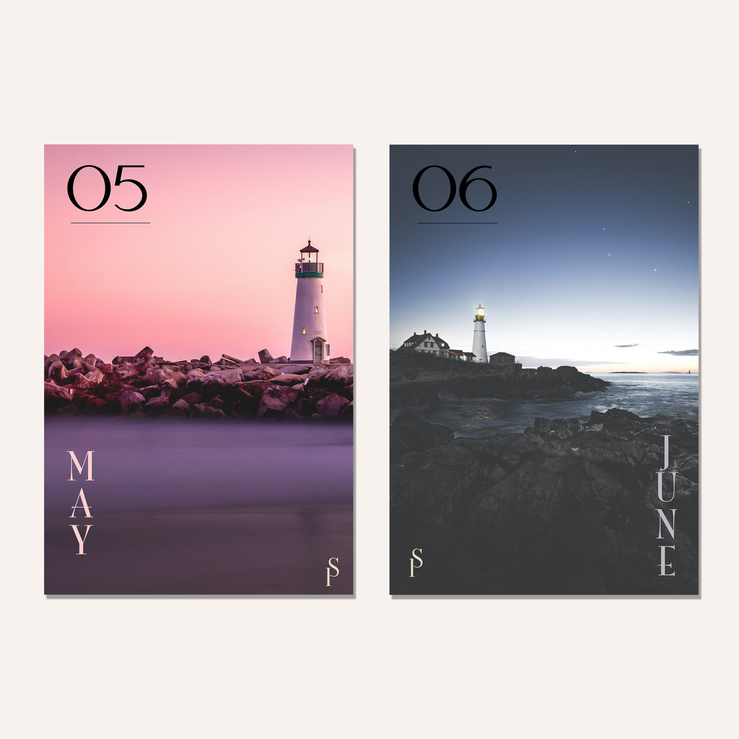 Lighthouse Monthly Dashboards – Sticker or Vellum | Size Options