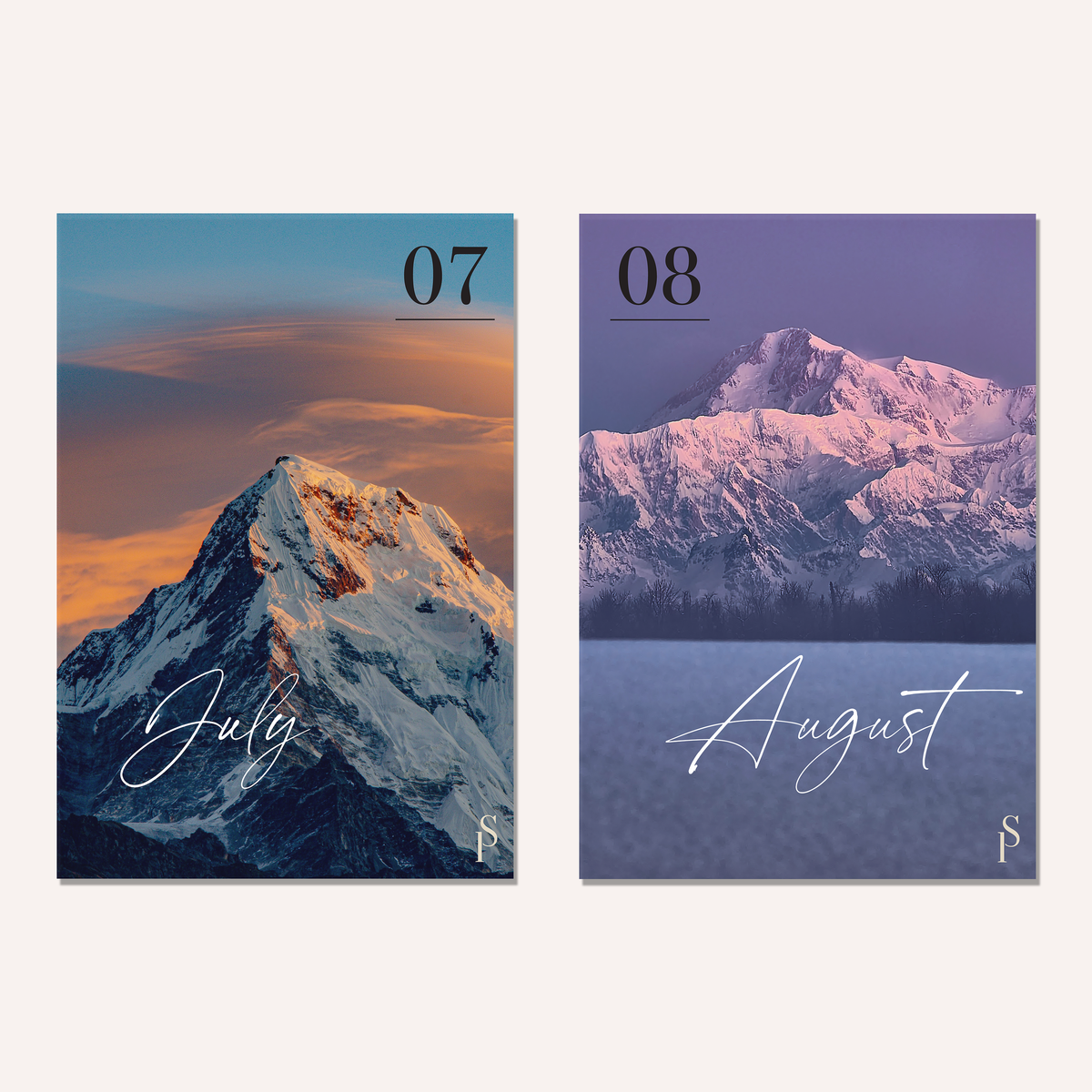 Mountains Monthly Dashboards – Sticker or Vellum | Size Options