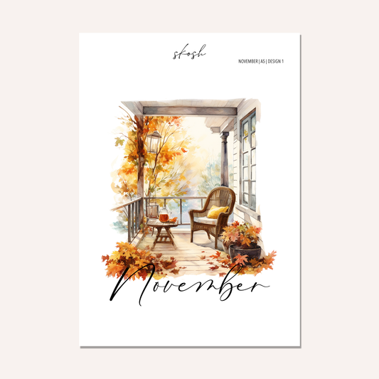 November Washi Sticker or Vellum Monthly Dashboard