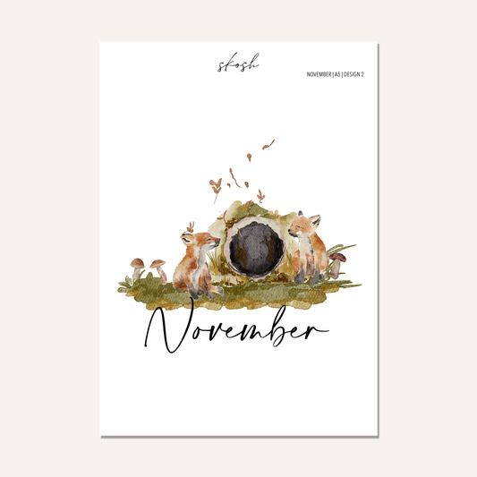 November Washi Sticker or Vellum Monthly Dashboard