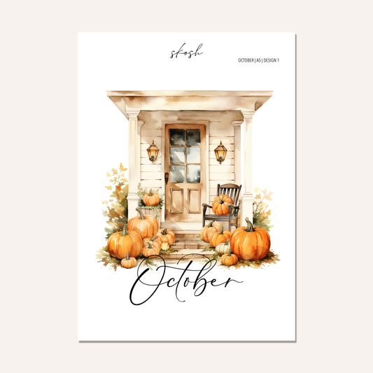 October Washi Sticker or Vellum Monthly Dashboard
