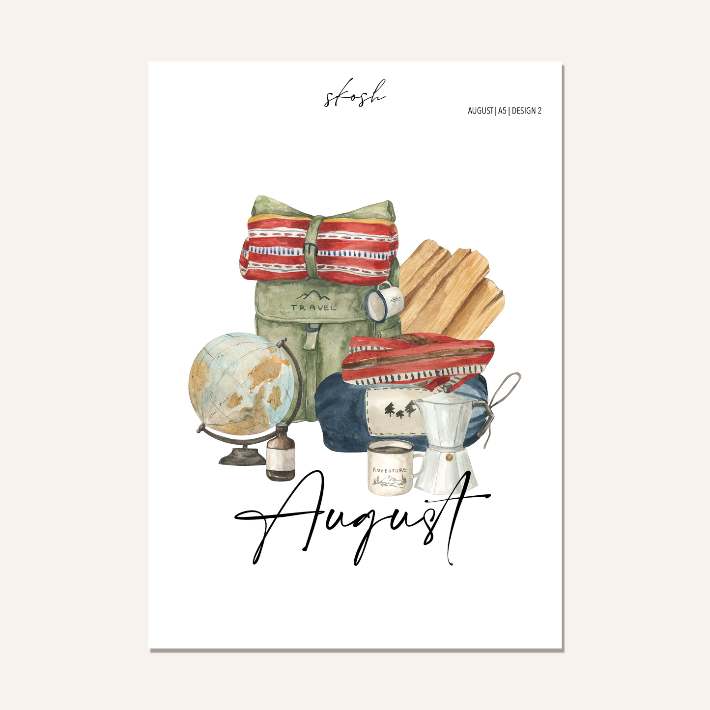 August Washi Sticker or Vellum Monthly Dashboard