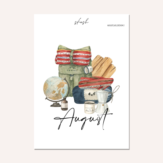 August Washi Sticker or Vellum Monthly Dashboard