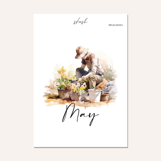 May Washi Sticker or Vellum Monthly Dashboard