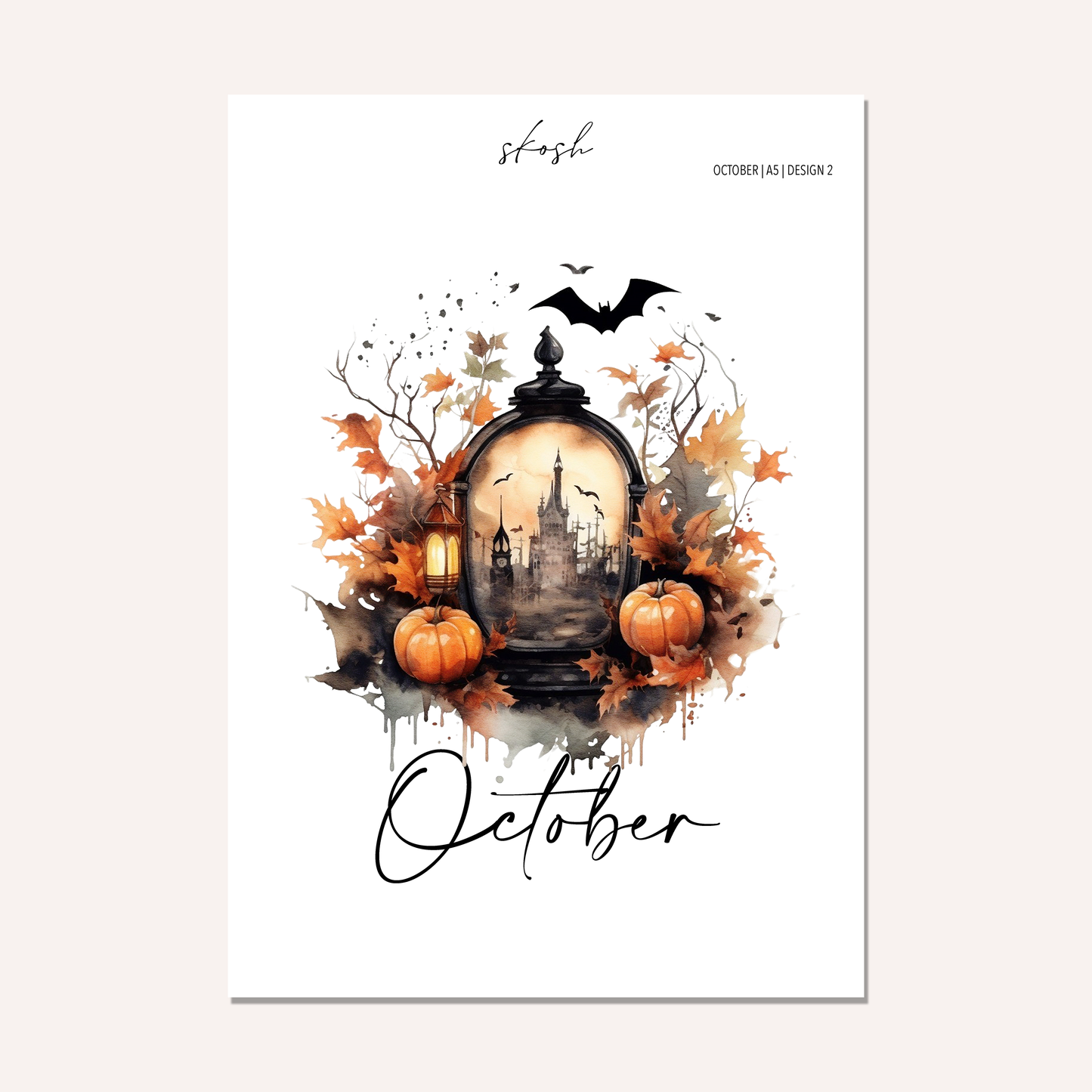 October Washi Sticker or Vellum Monthly Dashboard
