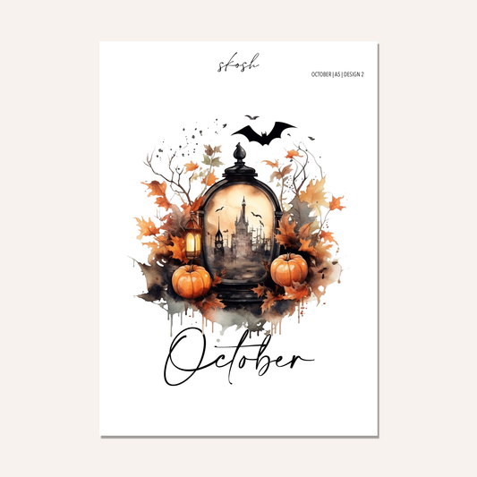 October Washi Sticker or Vellum Monthly Dashboard