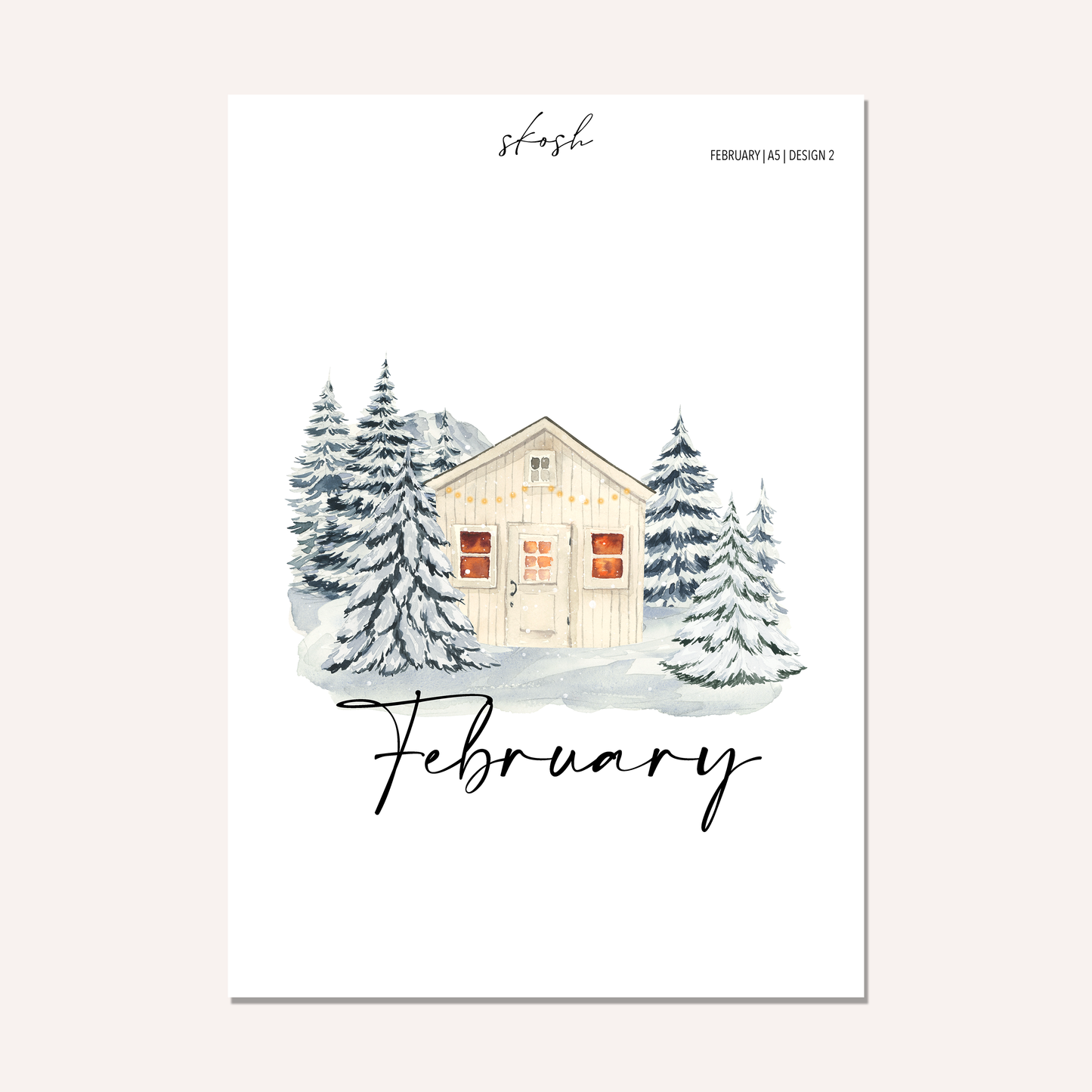February Washi Sticker or Vellum Monthly Dashboard