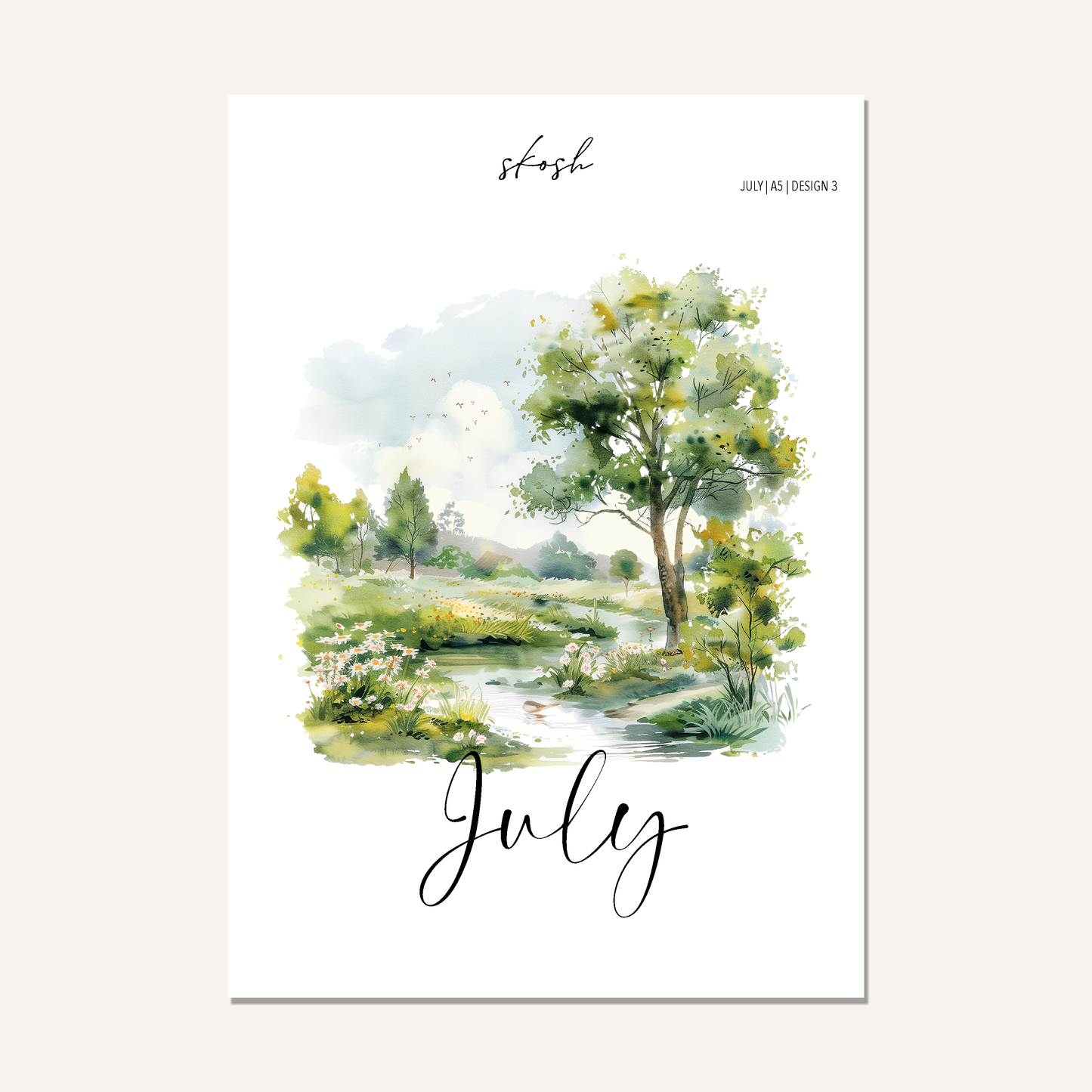 July Washi Sticker or Vellum Monthly Dashboard