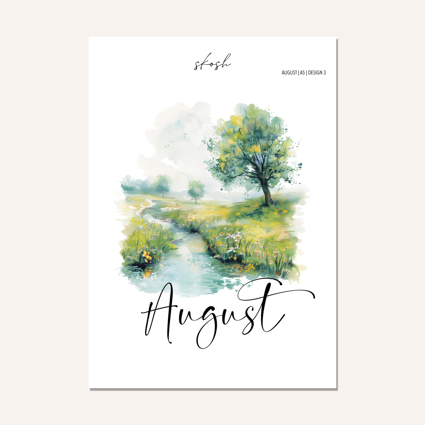 August Washi Sticker or Vellum Monthly Dashboard