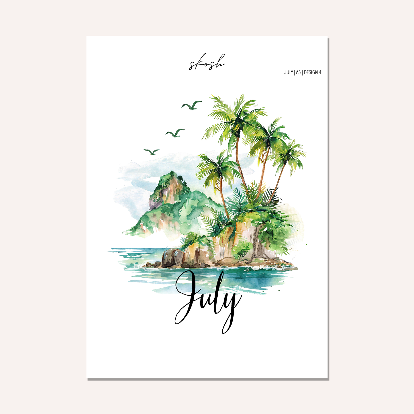 July Washi Sticker or Vellum Monthly Dashboard