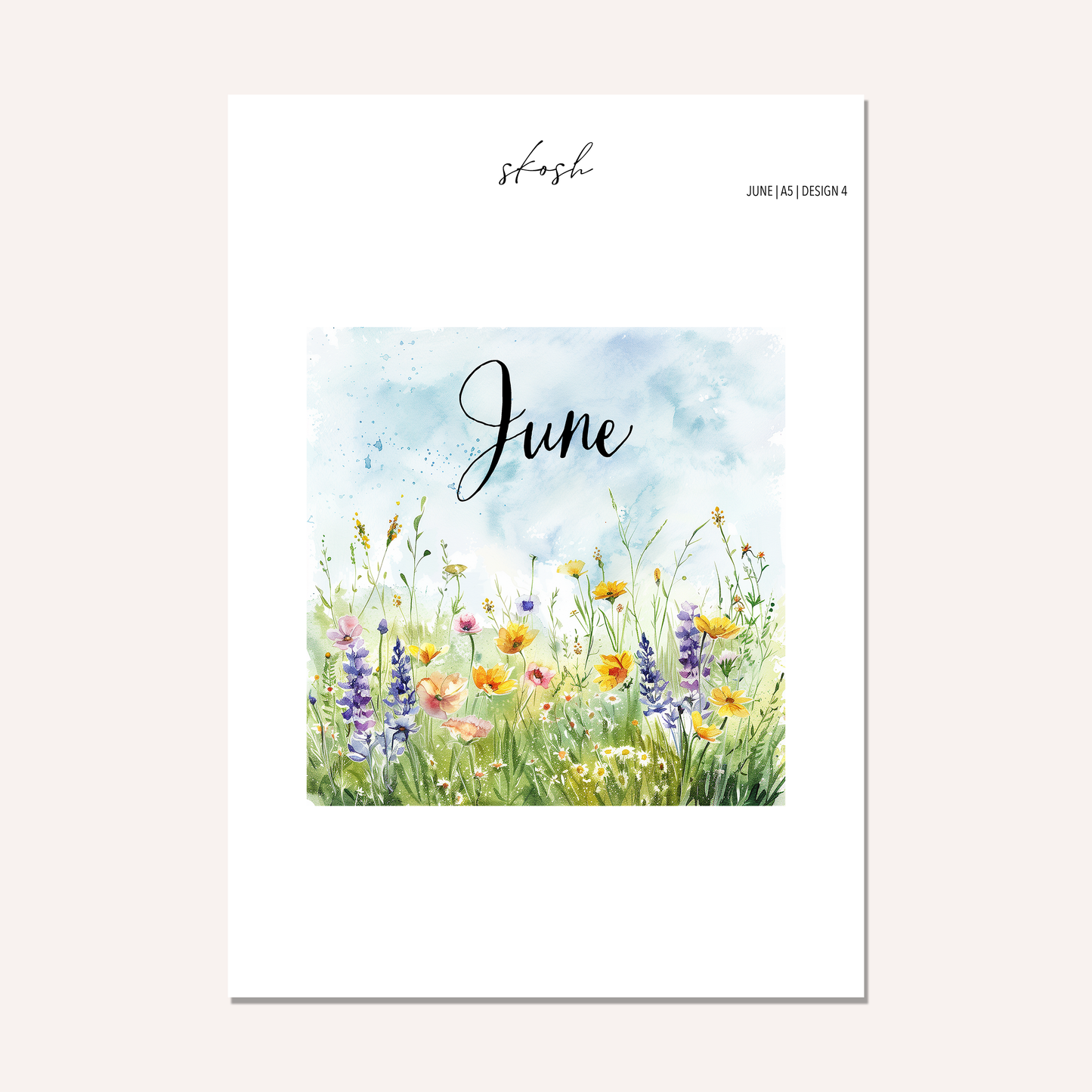 June Washi Sticker or Vellum Monthly Dashboard