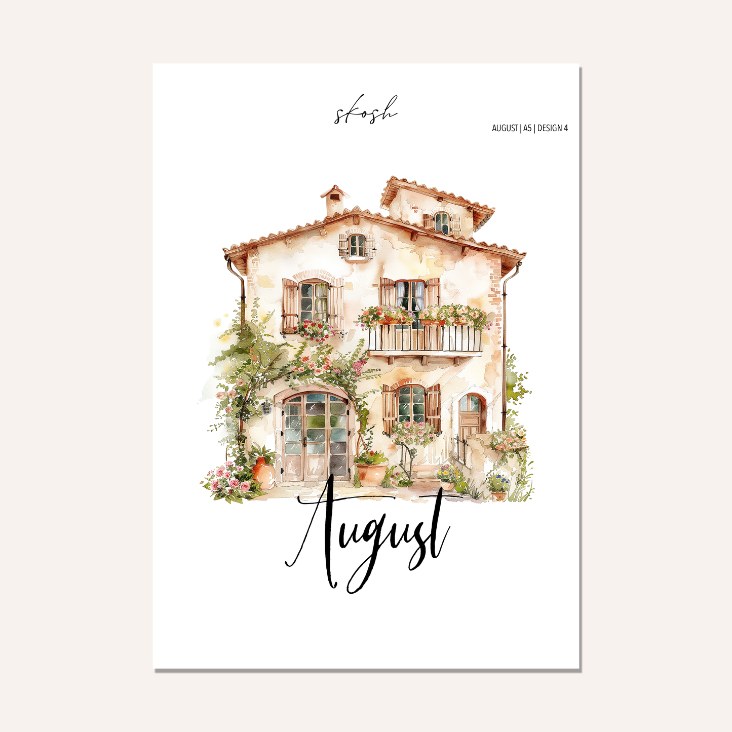 August Washi Sticker or Vellum Monthly Dashboard
