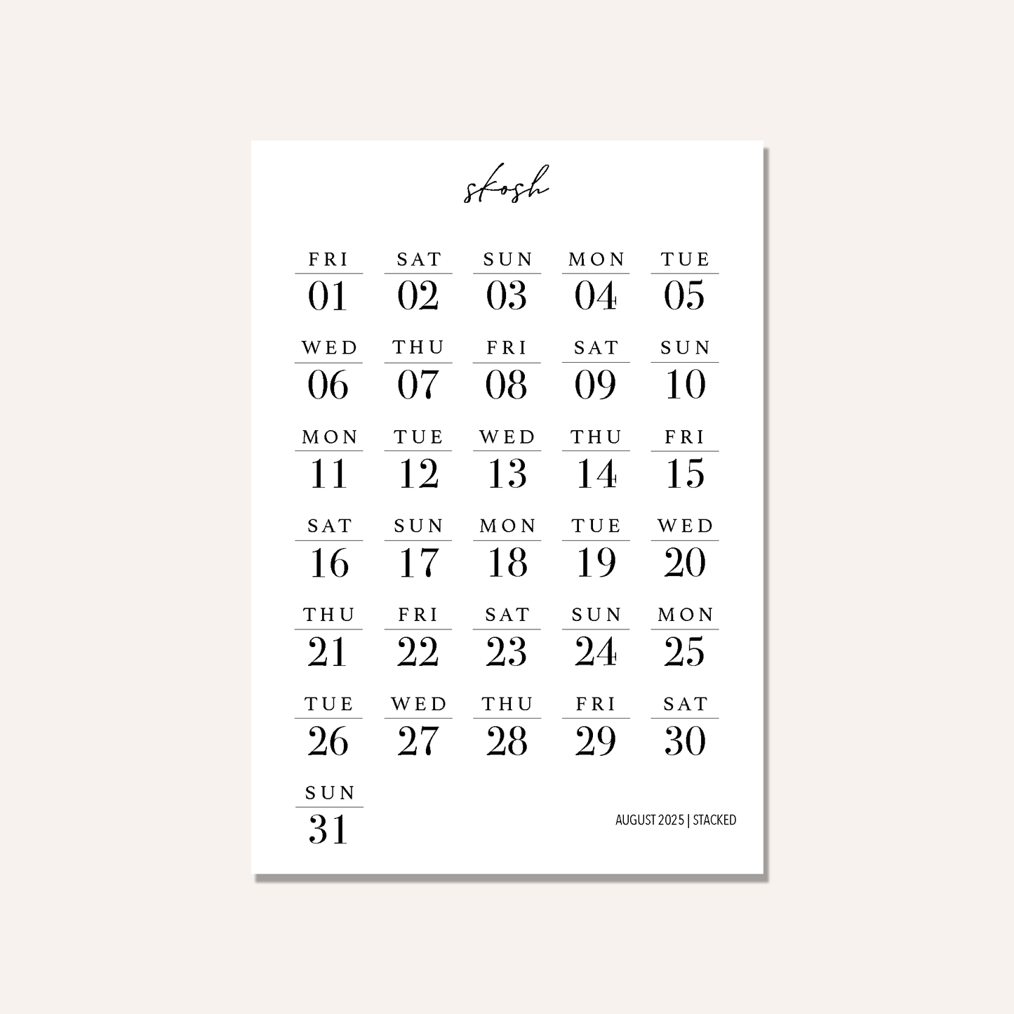 Stacked Dates